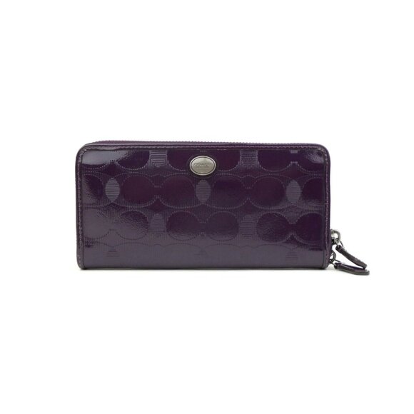 Coach Peyton Signature Purple Line C Emb  Zip Around Accordion Wallet F52079 - Picture 1 of 16